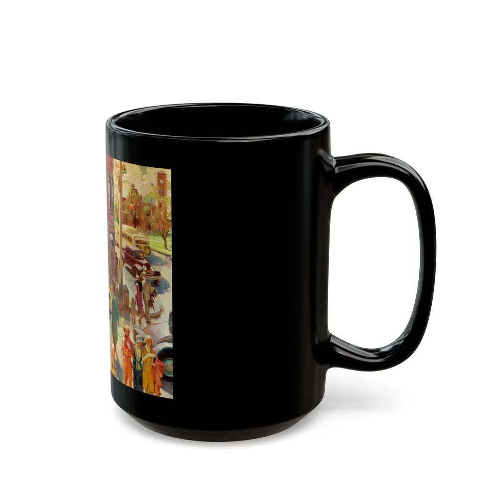 Bustling Street Corner - Black Coffee Mug-Go Mug Yourself