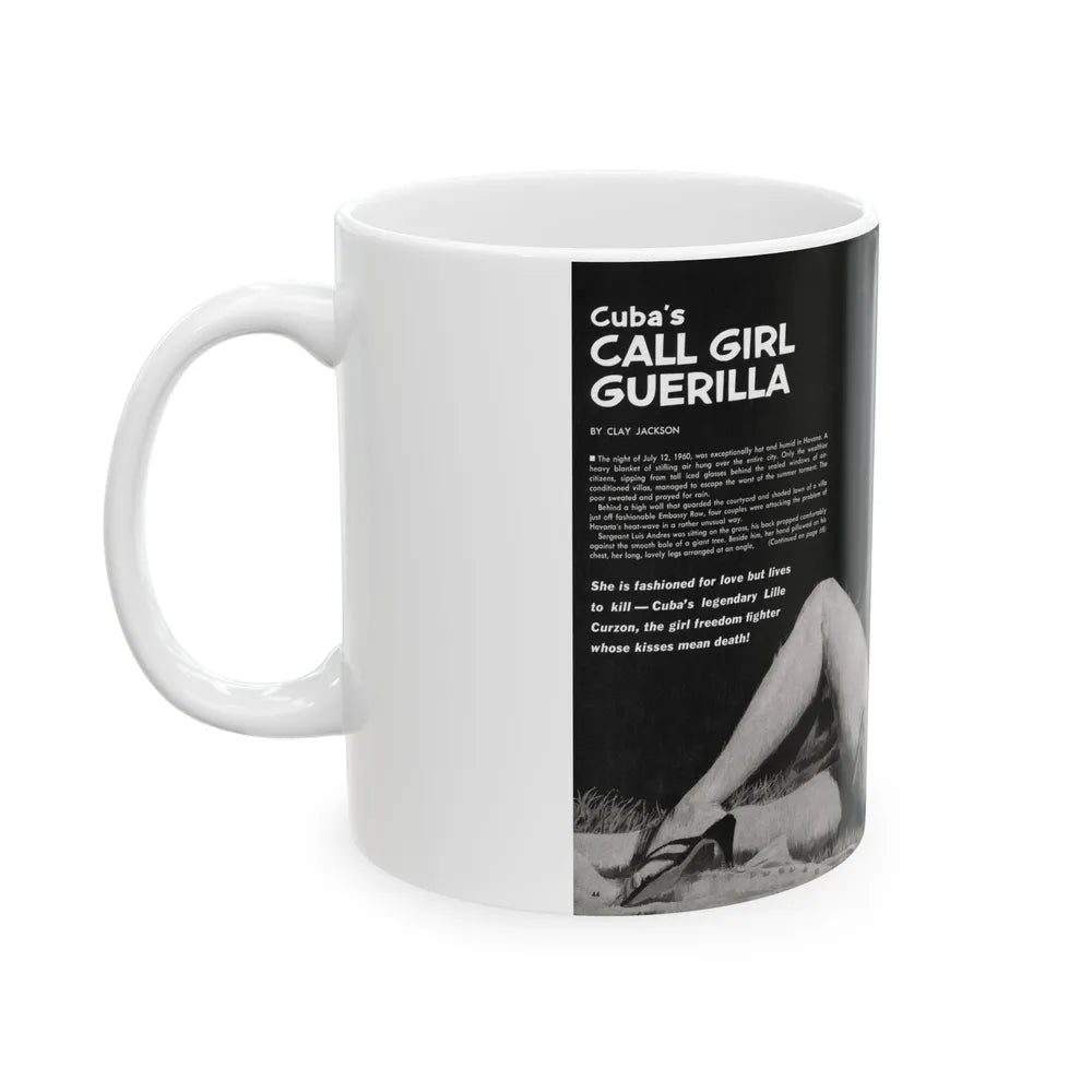 Cuba's Call Girl Guerilla, Adventure, December 1963 - White Coffee Mug-Go Mug Yourself