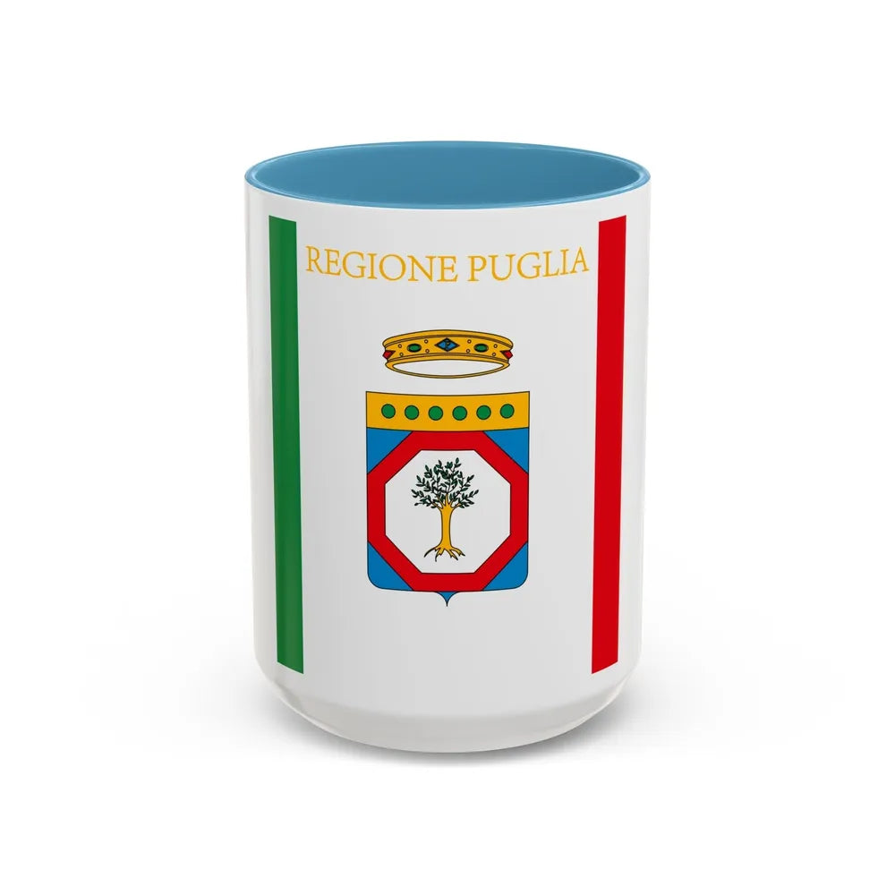 Flag of Apulia Italy - Accent Coffee Mug-15oz-Light Blue-Go Mug Yourself