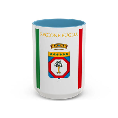 Flag of Apulia Italy - Accent Coffee Mug-15oz-Light Blue-Go Mug Yourself