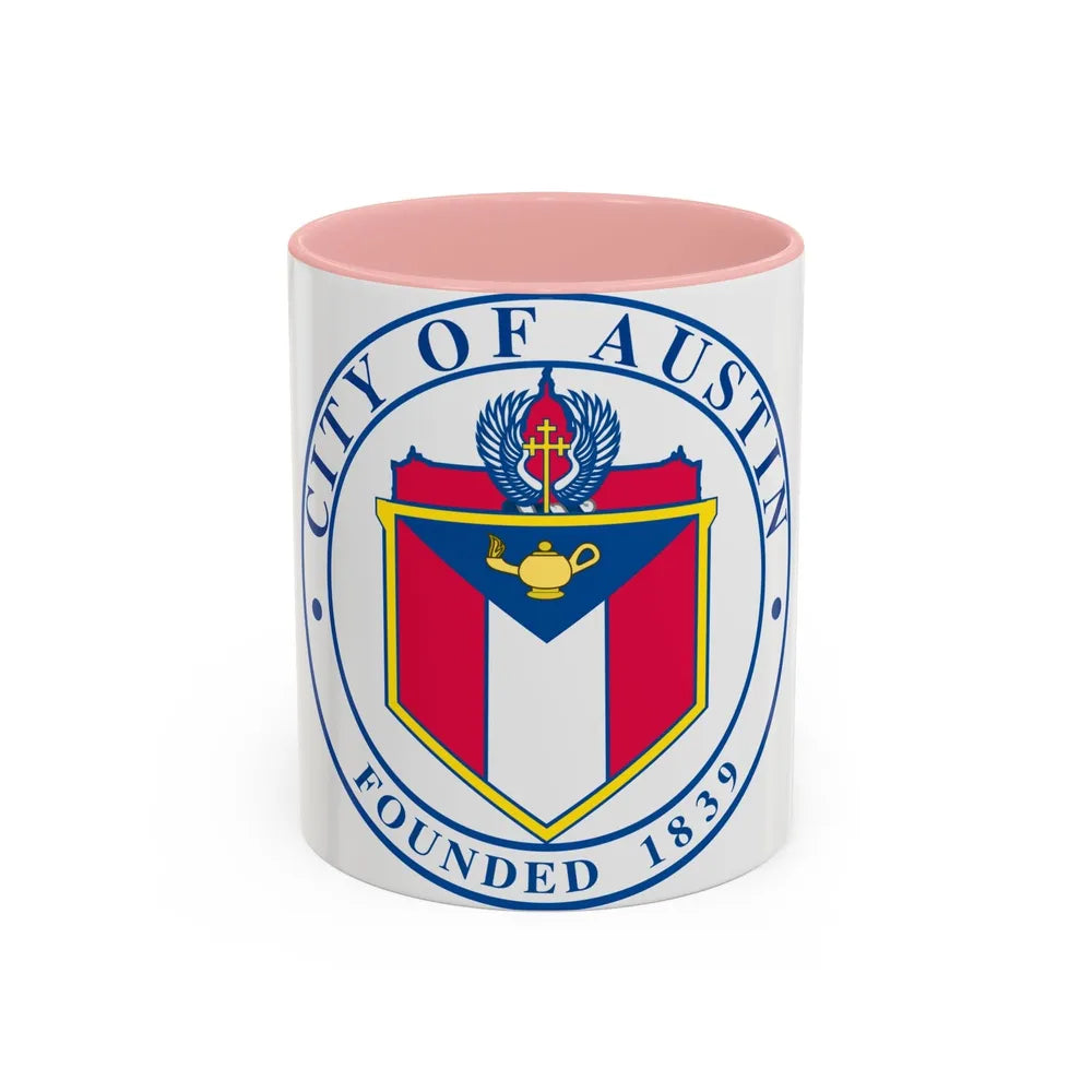 Seal of Austin TX - Accent Coffee Mug-11oz-Pink-Go Mug Yourself