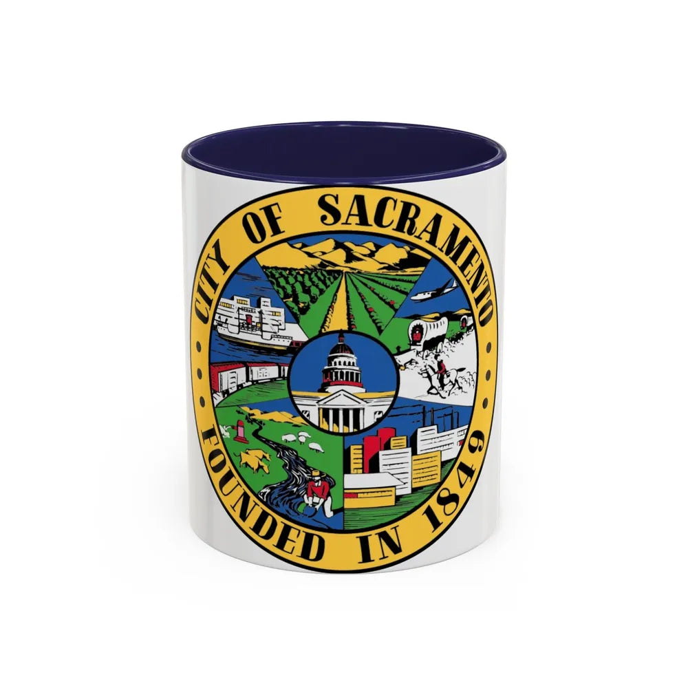 Seal of Sacramento California - Accent Coffee Mug-11oz-Navy-Go Mug Yourself