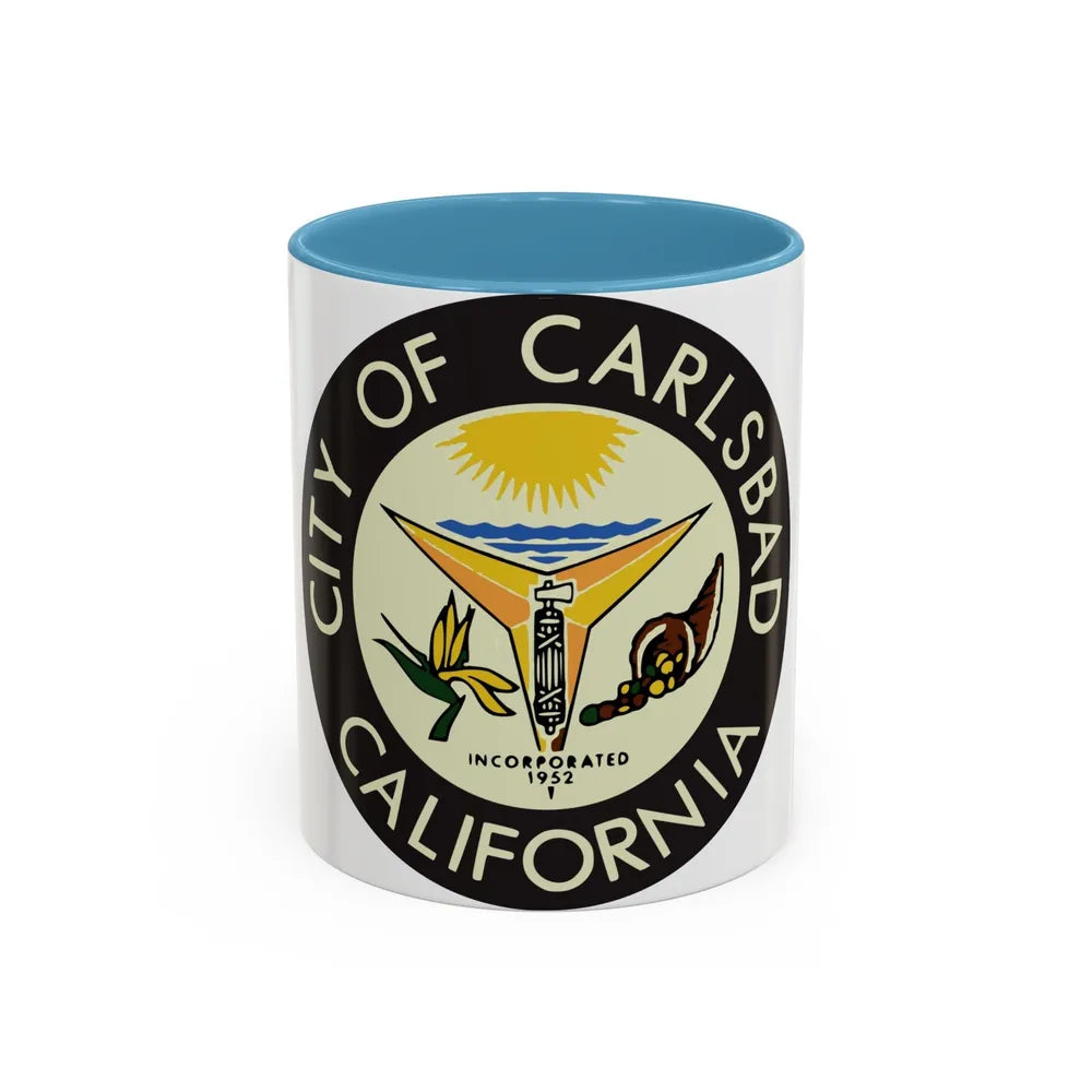 Seal of Carlsbad California - Accent Coffee Mug-11oz-Light Blue-Go Mug Yourself