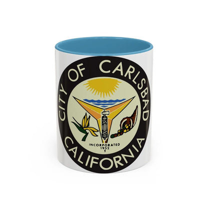 Seal of Carlsbad California - Accent Coffee Mug-11oz-Light Blue-Go Mug Yourself