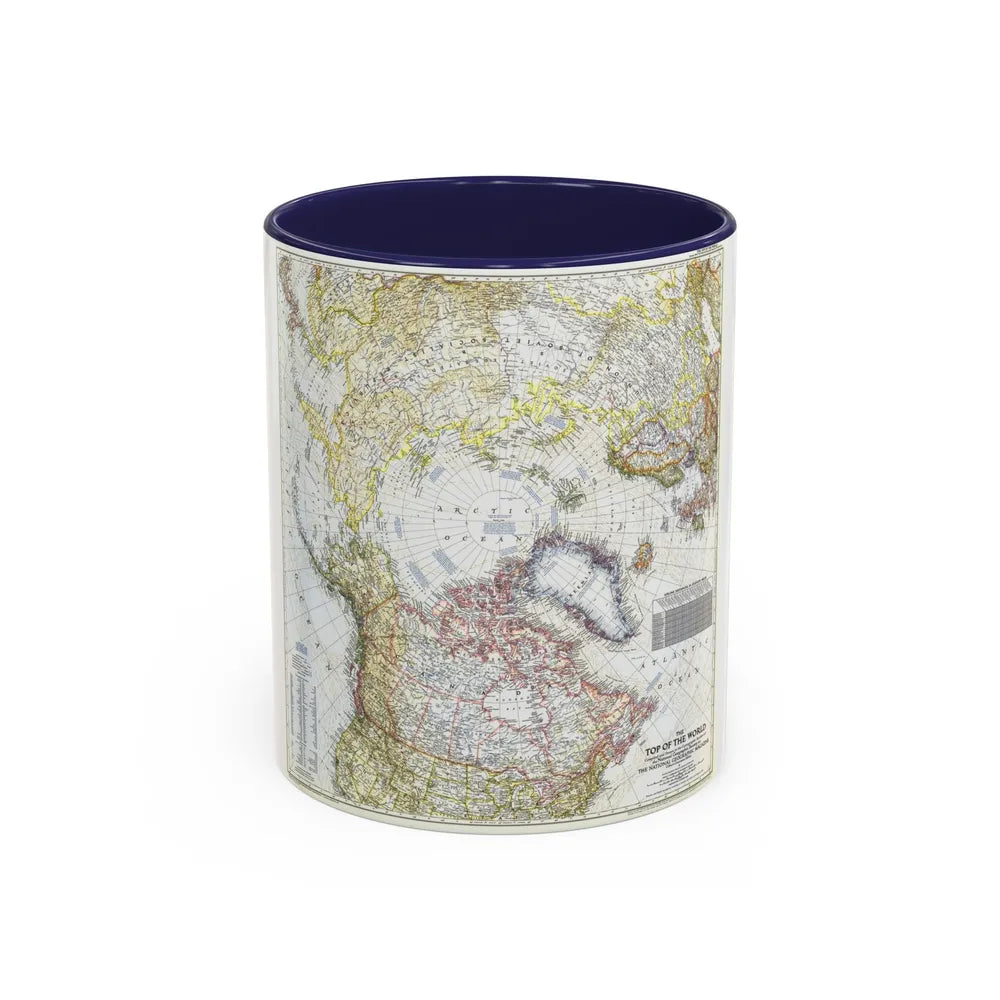 Top Of The World (1949) (Map) Accent Coffee Mug-11oz-Navy-Go Mug Yourself