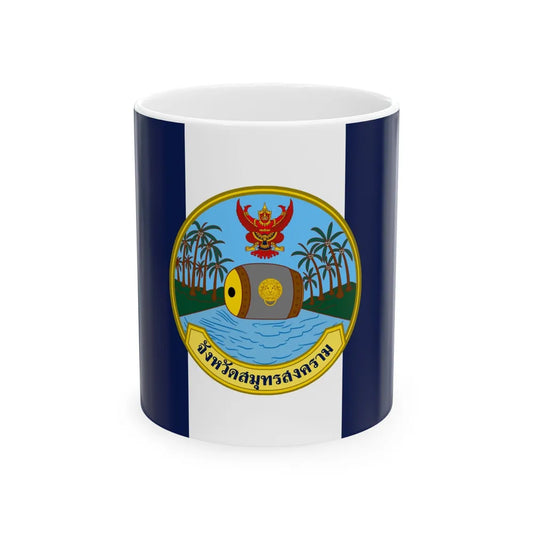 Flag of Samut Songkhram Province Thailand - White Coffee Mug-11oz-Go Mug Yourself