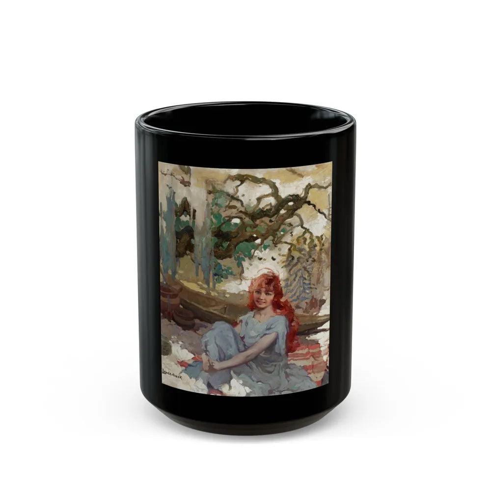 Girl at Cabin - Black Coffee Mug-15oz-Go Mug Yourself