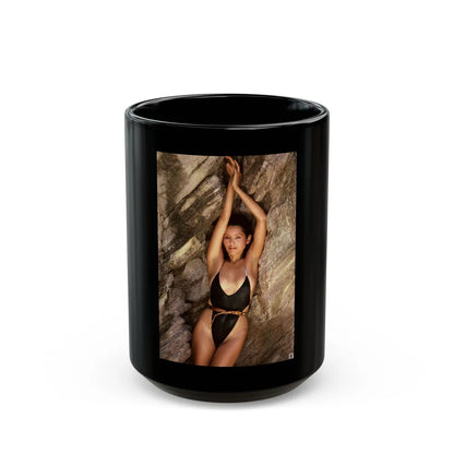 Barbara Carrera #89 (Vintage Female Icon) Black Coffee Mug-15oz-Go Mug Yourself