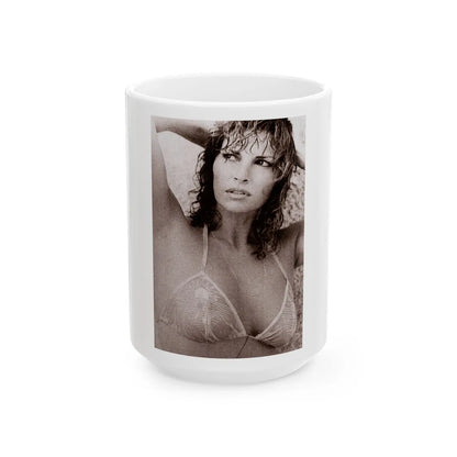 Raquel Welch #230 (Vintage Female Icon) White Coffee Mug-15oz-Go Mug Yourself