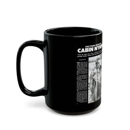 Cabin Nymph, Bluebook for Men, March 1972 - Black Coffee Mug-Go Mug Yourself