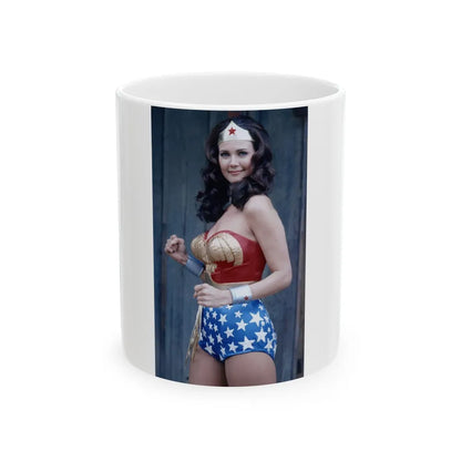 Lynda Carter #265 (Vintage Female Icon) White Coffee Mug-11oz-Go Mug Yourself