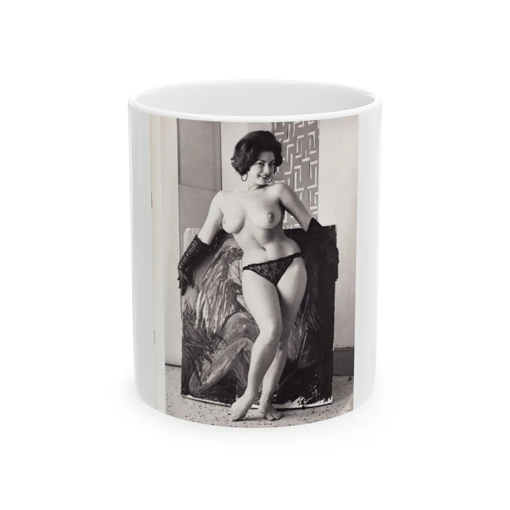 June Palmer #206 - Topless (Vintage Female Icon) White Coffee Mug-11oz-Go Mug Yourself