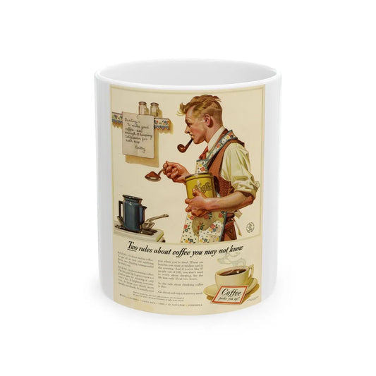 Coffee advertisement, 1941 (2) - White Coffee Mug-11oz-Go Mug Yourself