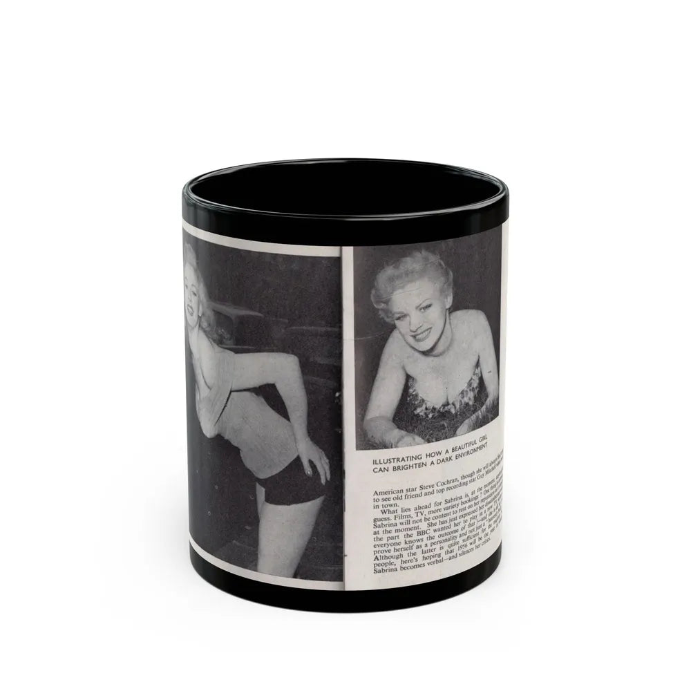 Norma Sykes #147 - 66 PHOTOGRAPHS OF Sabrina U.K. Pocket Mag. Pages 24 & 25 (Vintage Female Icon) Black Coffee Mug-11oz-Go Mug Yourself