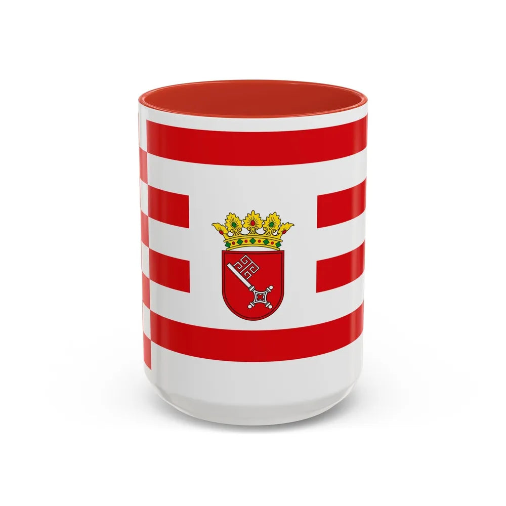 Flag of Bremen with middle arms Germany - Accent Coffee Mug-15oz-Red-Go Mug Yourself