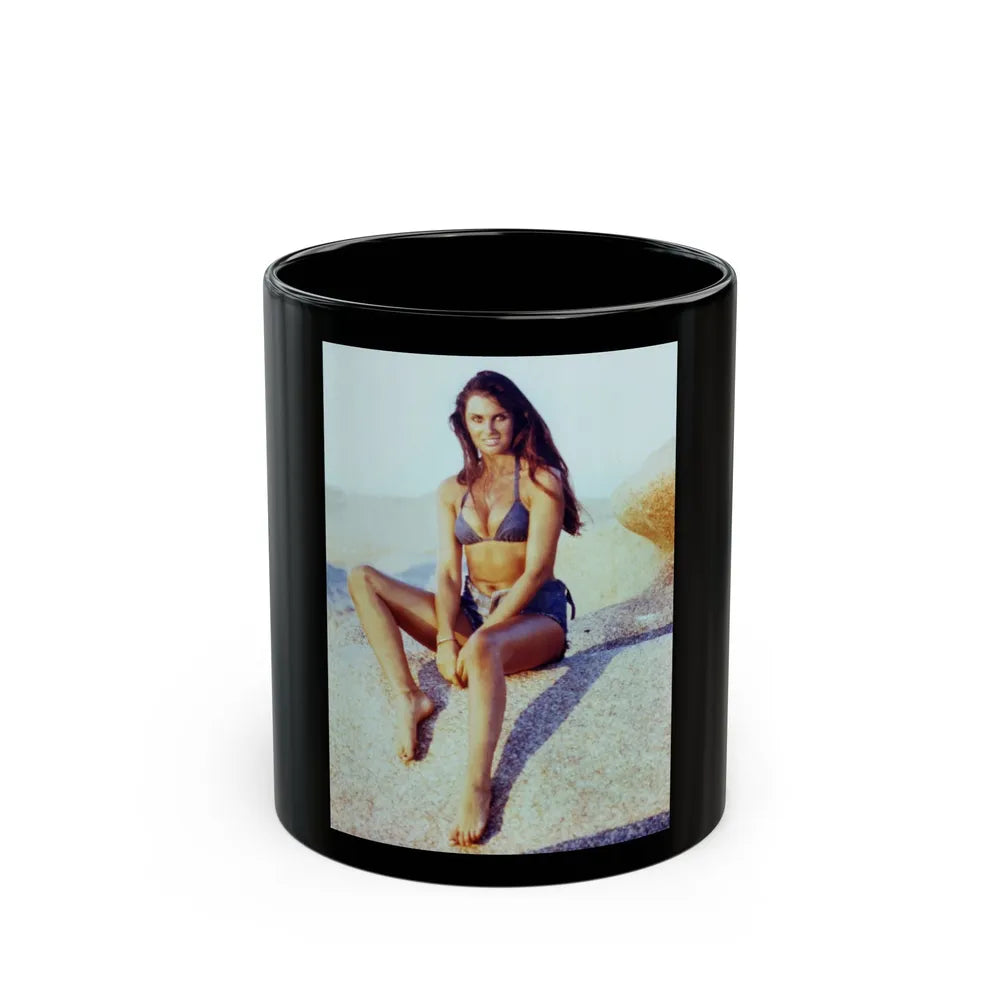 Caroline Munro #302 (Vintage Female Icon) Black Coffee Mug-11oz-Go Mug Yourself