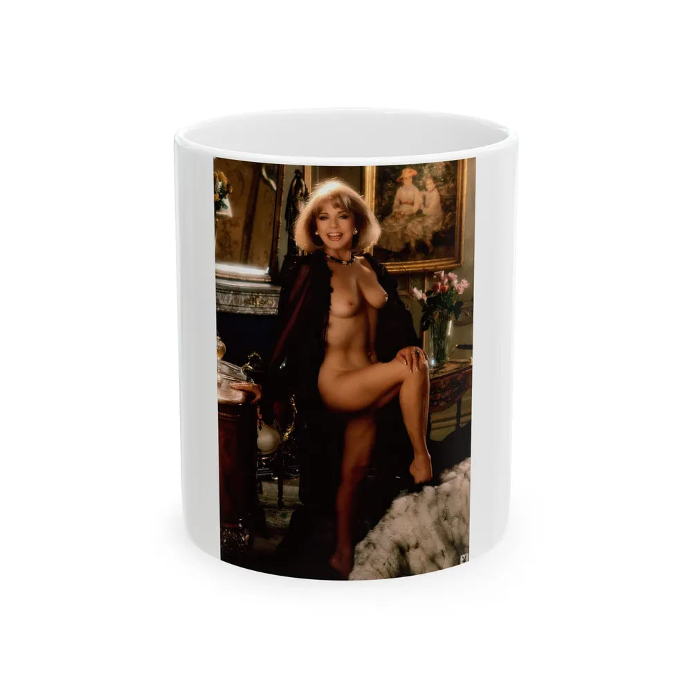 Terry Moore #402 - Unreleased Aug. '84 Playboy Photo from shoot topless in lingerie & black heels (Vintage Female Icon) White Coffee Mug-11oz-Go Mug Yourself