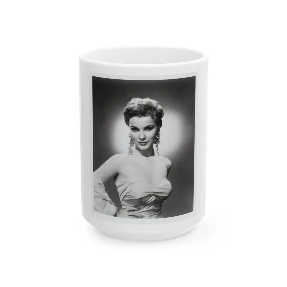 Debra Paget #614 - 8x10 B&W Upper Body Glamour Promo Photo circa 50's (Vintage Female Icon) White Coffee Mug-15oz-Go Mug Yourself