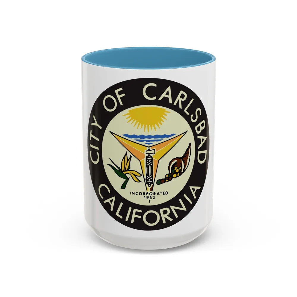 Seal of Carlsbad California - Accent Coffee Mug-15oz-Light Blue-Go Mug Yourself