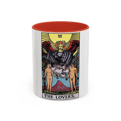 The Lovers (Tarot Card) Accent Coffee Mug-11oz-Red-Go Mug Yourself