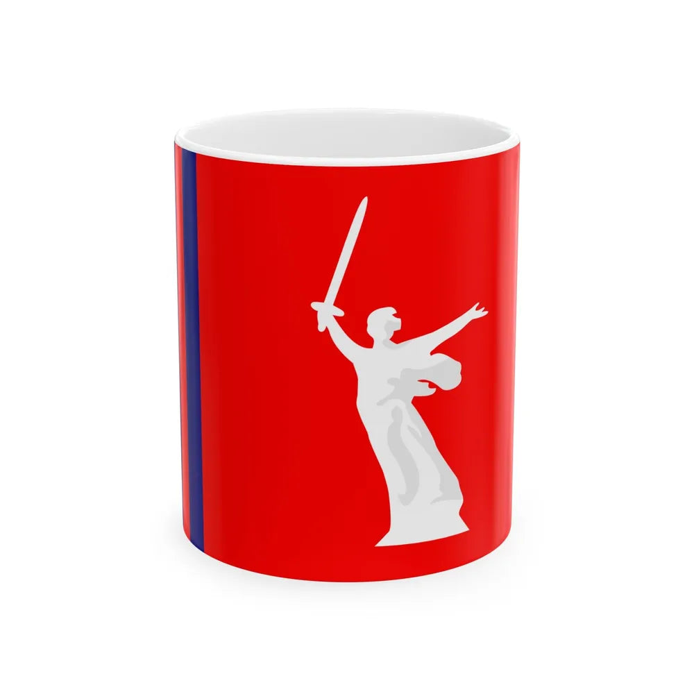 Flag of Volgograd Oblast Russia - White Coffee Mug-11oz-Go Mug Yourself