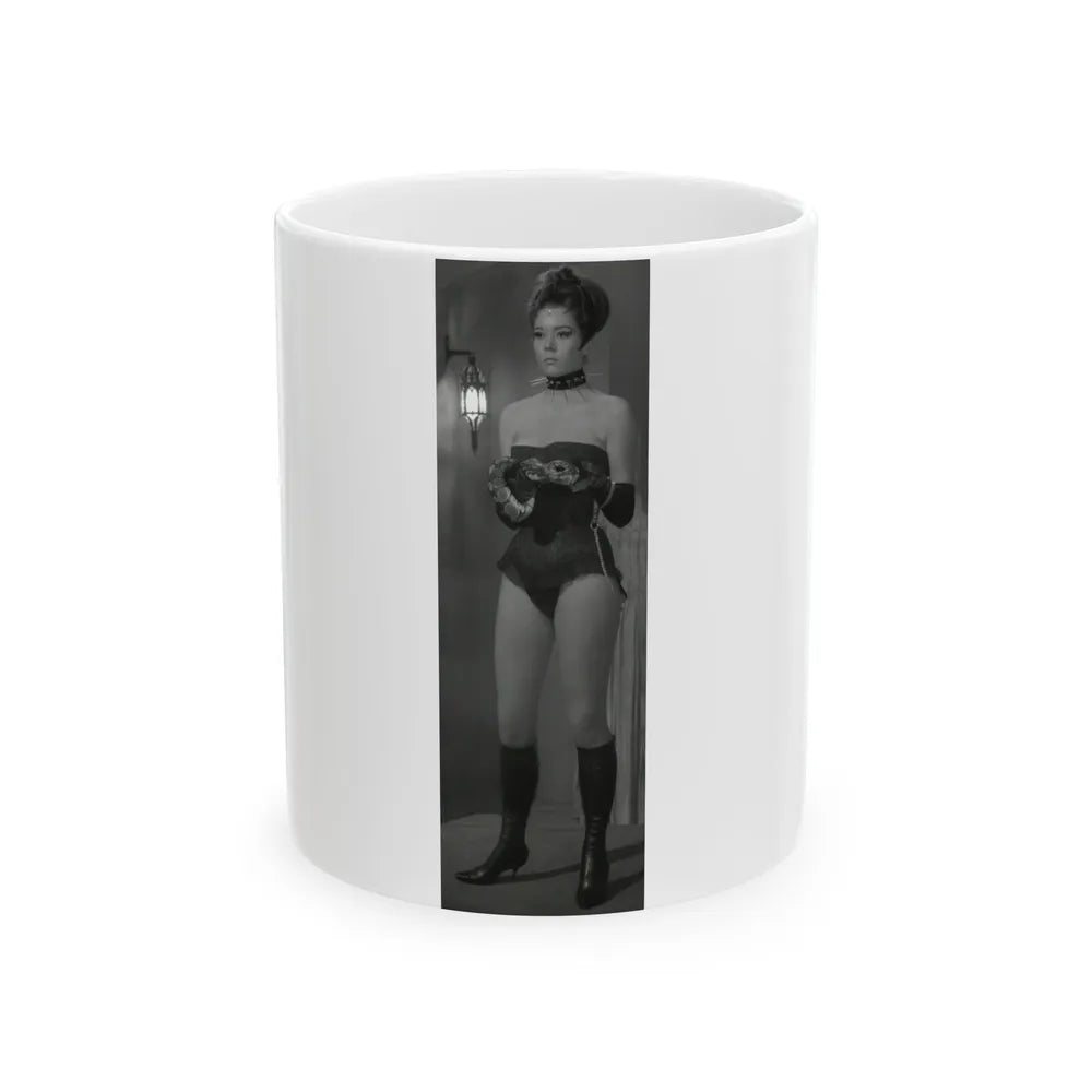 Diana Rigg #40 (Vintage Female Icon) White Coffee Mug-11oz-Go Mug Yourself