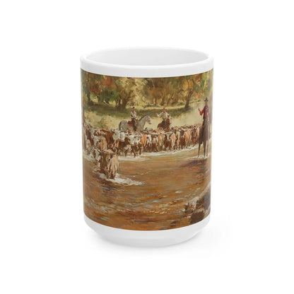 Cattle Crossing - White Coffee Mug-15oz-Go Mug Yourself