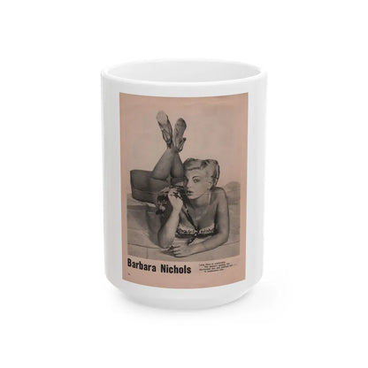 Barbara Nichols #435 - Pin Up Gallery Flyer with, 1 B&W Photo not a Mag. (Vintage Female Icon) White Coffee Mug-15oz-Go Mug Yourself