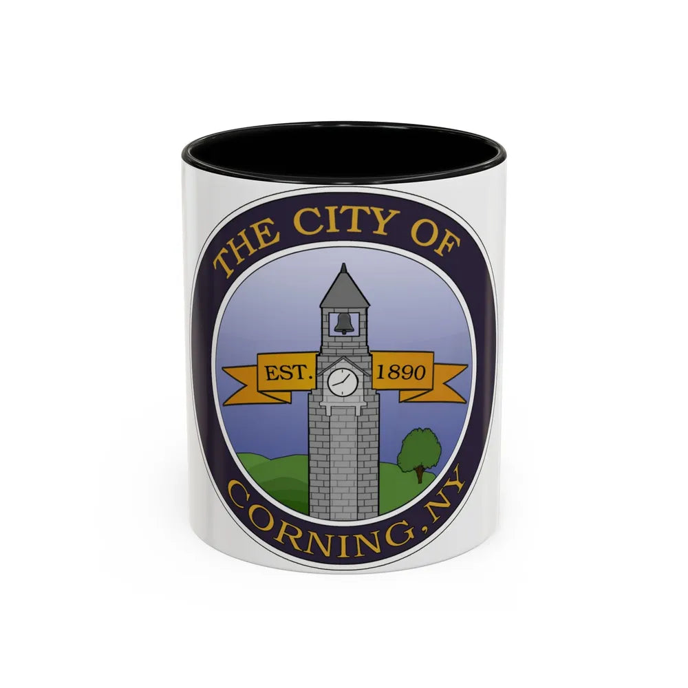 Seal of Corning NY - Accent Coffee Mug-11oz-Black-Go Mug Yourself