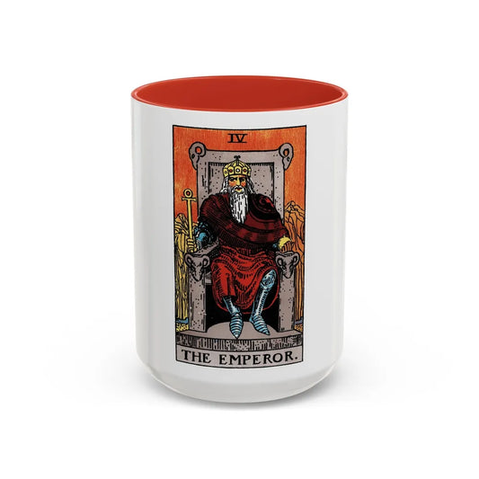 The Emperor (Tarot Card) Accent Coffee Mug-15oz-Red-Go Mug Yourself