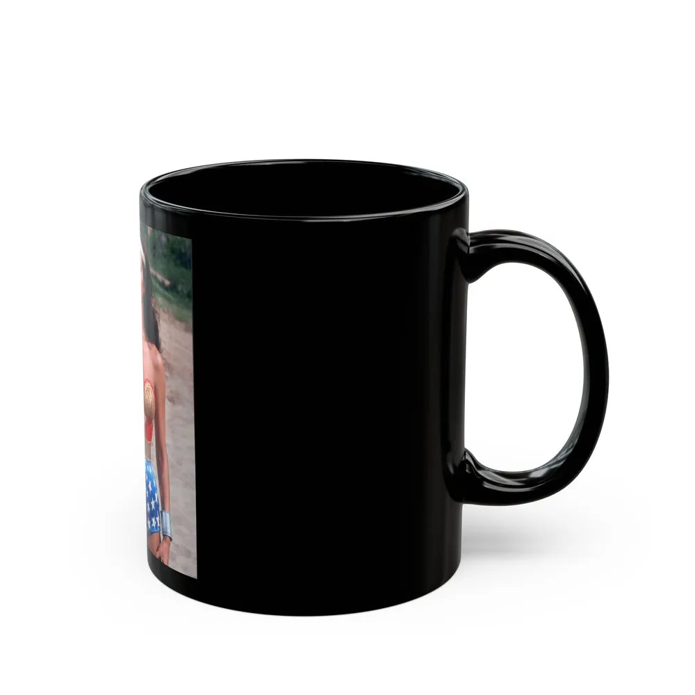 Lynda Carter #246 (Vintage Female Icon) Black Coffee Mug-Go Mug Yourself