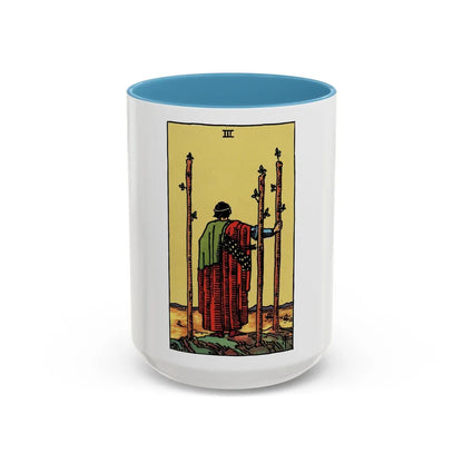 The 3 of Wands (Tarot Card) Accent Coffee Mug-15oz-Light Blue-Go Mug Yourself