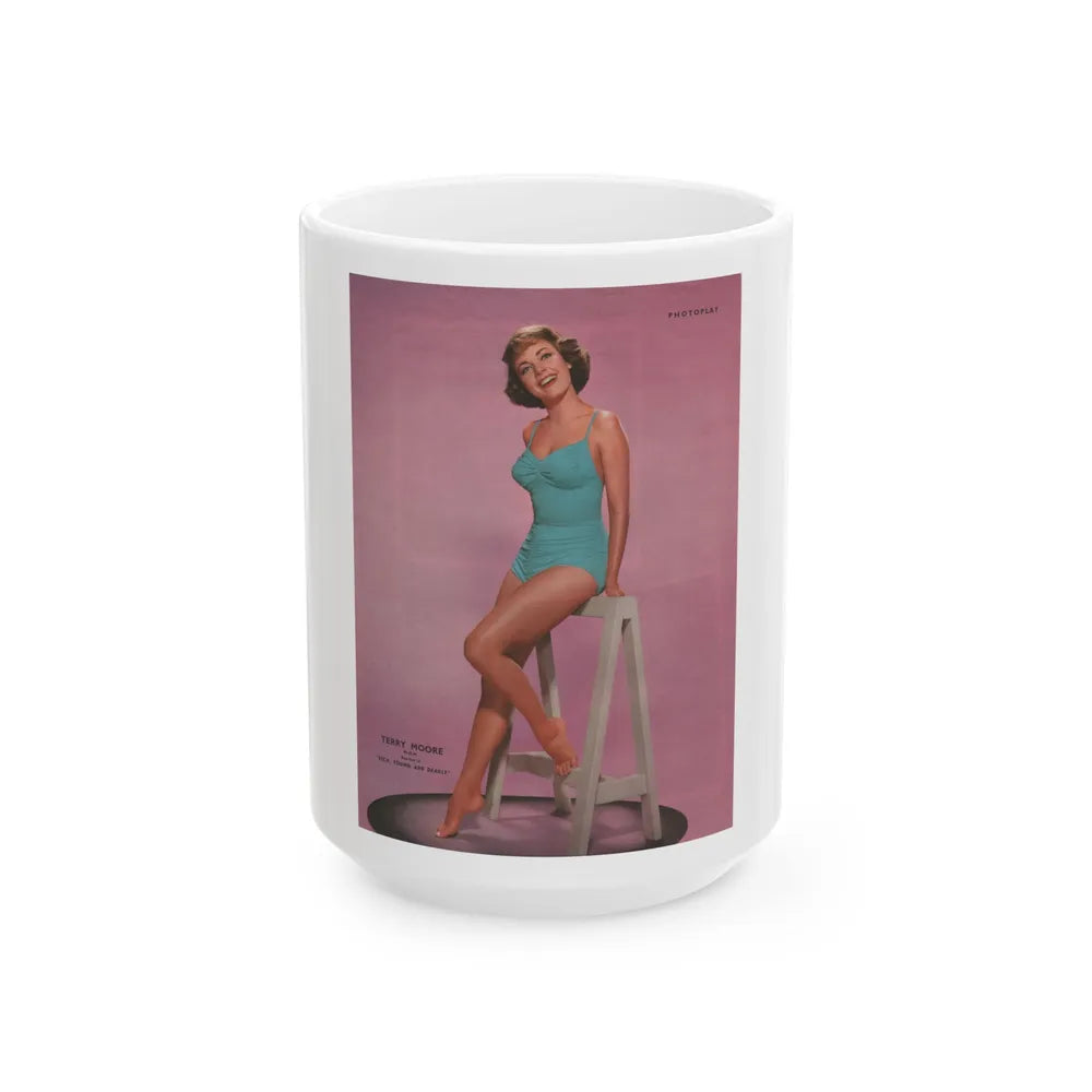 Terry Moore #539 - 8x11 60's Era Photoplay Magazine Page (Vintage Female Icon) White Coffee Mug-15oz-Go Mug Yourself