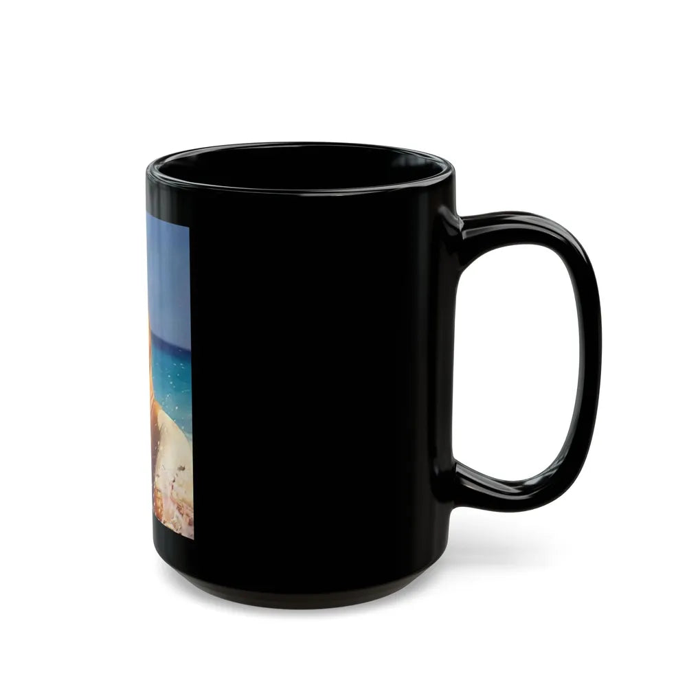 Julie Ege #127 - Topless (Vintage Female Icon) Black Coffee Mug-Go Mug Yourself