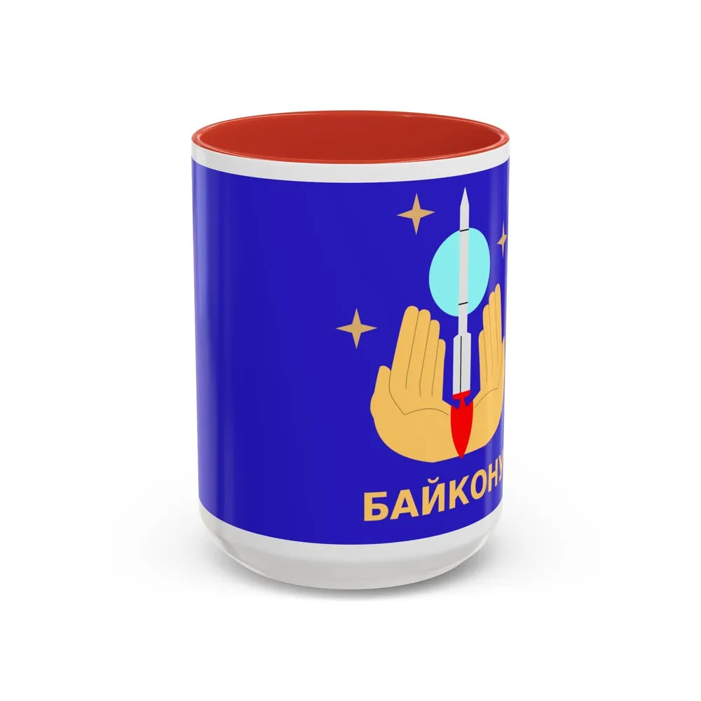 Flag of Baikonur Kazakhstan - Accent Coffee Mug-15oz-Red-Go Mug Yourself