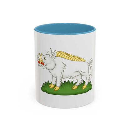 White Boar Badge of Richard III - Accent Coffee Mug-11oz-Light Blue-Go Mug Yourself