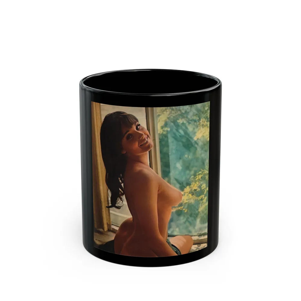 Victoria Vetri #104 - Topless (Vintage Female Icon) Black Coffee Mug-11oz-Go Mug Yourself