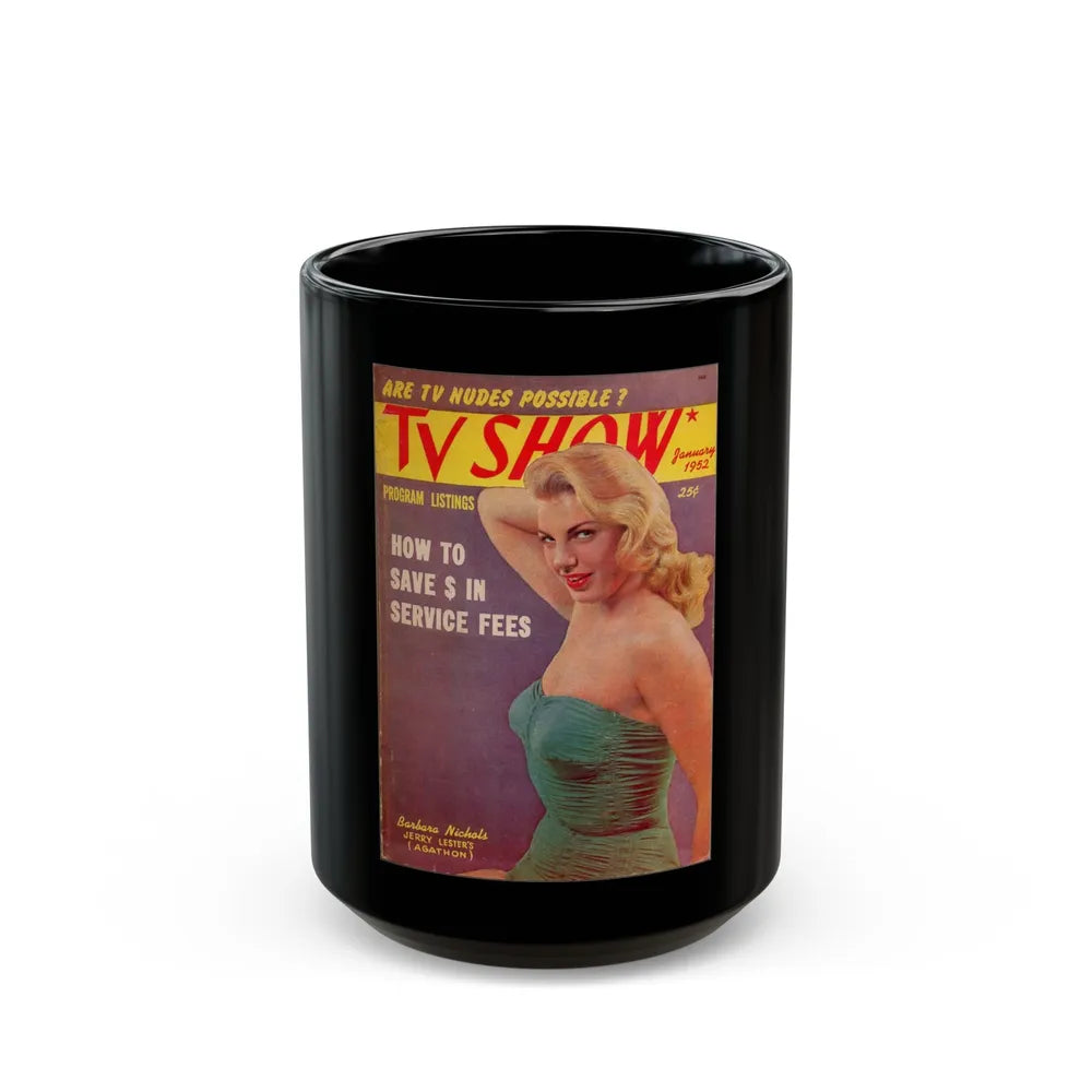 Barbara Nichols #330 - Mag. Cover (Vintage Female Icon) Black Coffee Mug-15oz-Go Mug Yourself