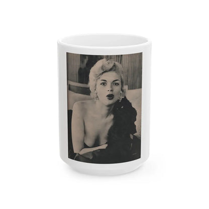 Jayne Mansfield #167 - 1 Page, 1 B&W Photo from Fabulous Females Mag. Issue #01 '55 (Vintage Female Icon) White Coffee Mug-15oz-Go Mug Yourself