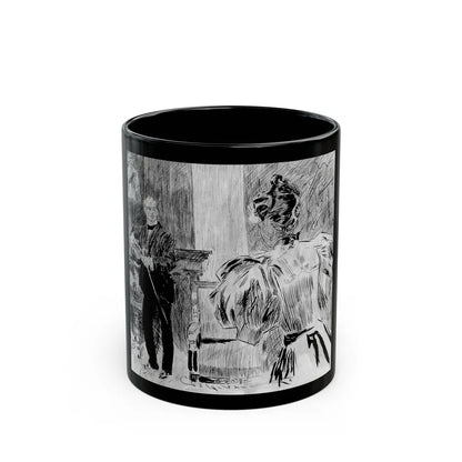 Elegant interior with man and woman - Black Coffee Mug-11oz-Go Mug Yourself