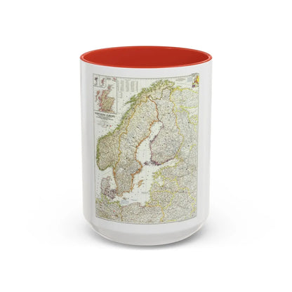 Europe, Northern (1954) (Map) Accent Coffee Mug-15oz-Red-Go Mug Yourself