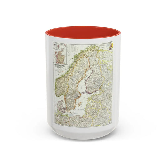 Europe, Northern (1954) (Map) Accent Coffee Mug-15oz-Red-Go Mug Yourself