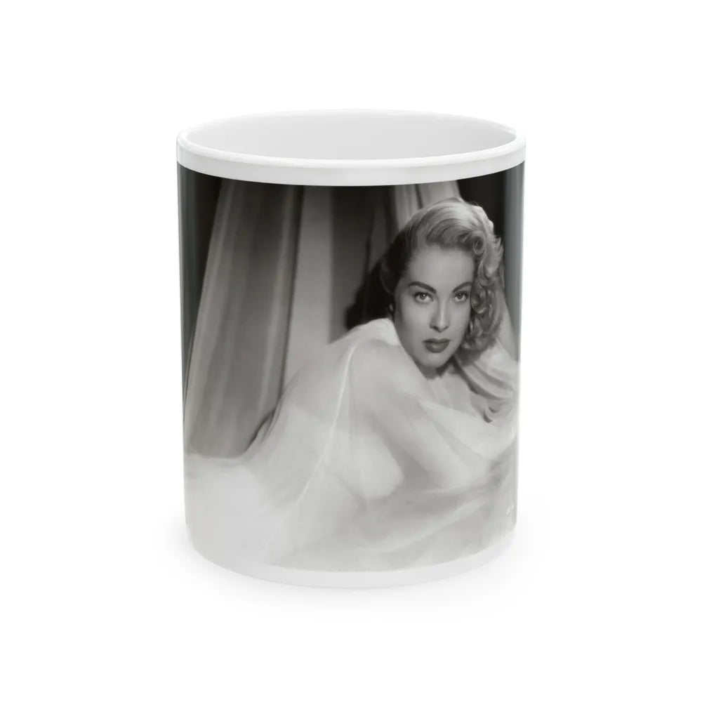 Lori Nelson #230 - Negative Struck 80's or 90's Re-Print 8x10 1950's B&W of Upper Body Glamour Photo (Vintage Female Icon) White Coffee Mug-11oz-Go Mug Yourself