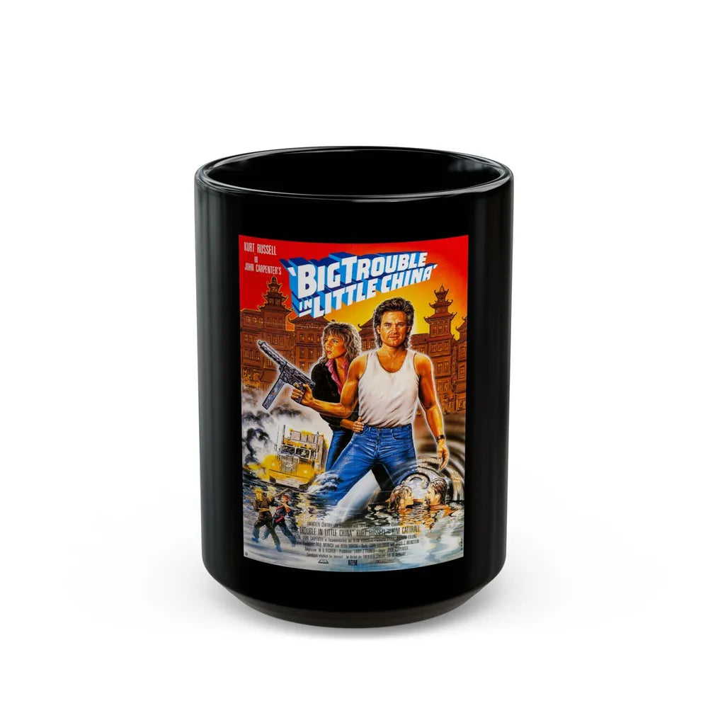 BIG TROUBLE IN LITTLE CHINA (GERMAN) 1986 Movie Poster - Black Coffee Mug-15oz-Go Mug Yourself