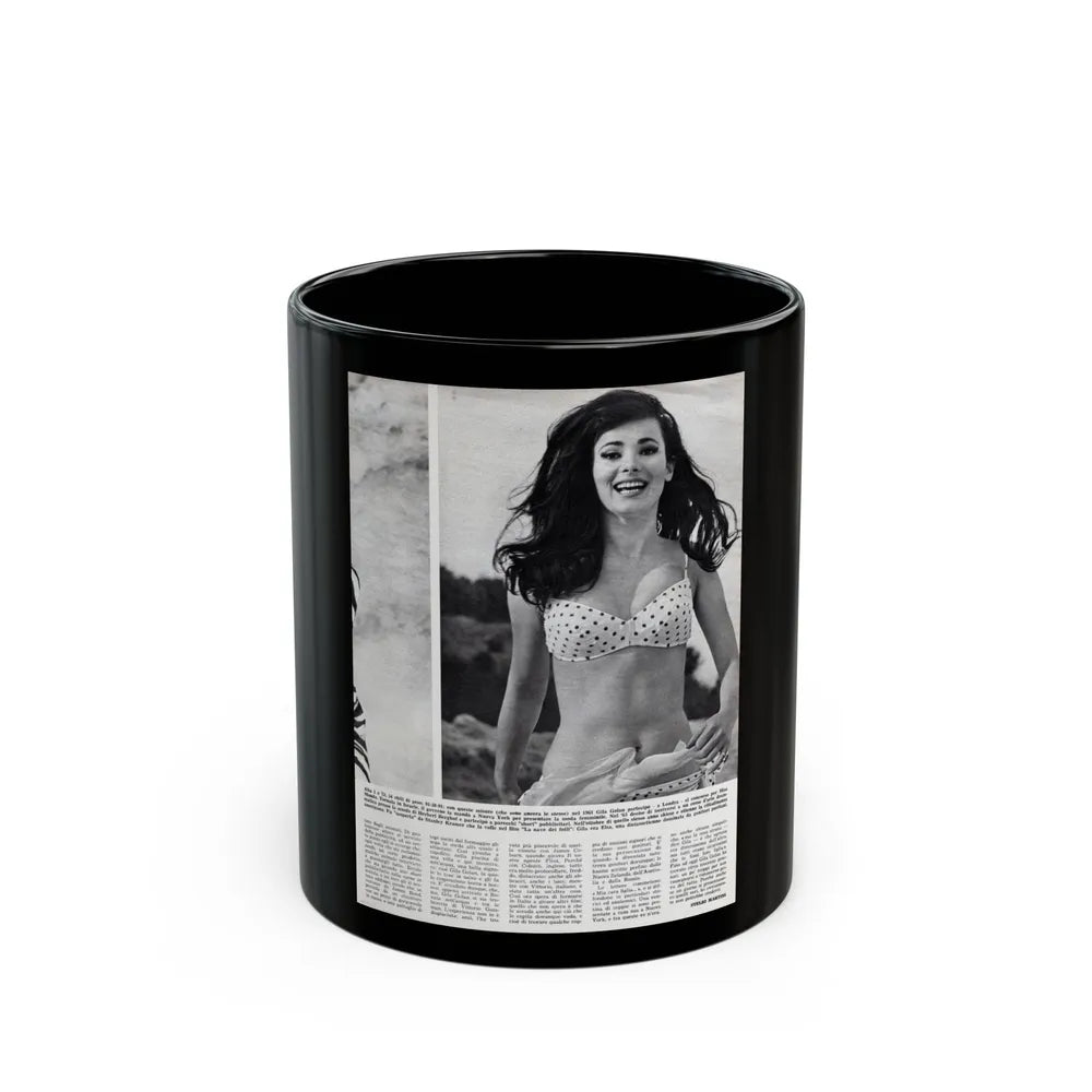 Gila Golan #169 - Tempo Italian Mag. 1967 - 1 Page 1 B&W Photo (Vintage Female Icon) Black Coffee Mug-11oz-Go Mug Yourself