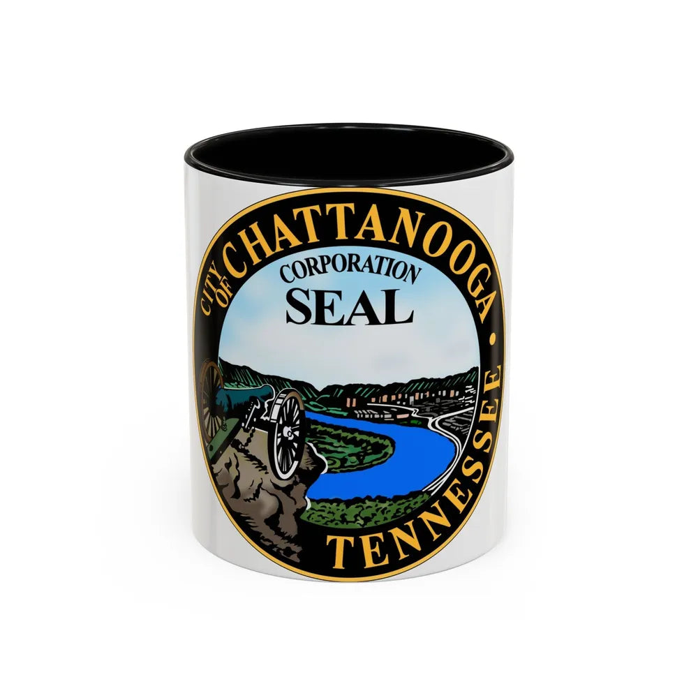 Seal of Chattanooga Tennessee - Accent Coffee Mug-11oz-Black-Go Mug Yourself