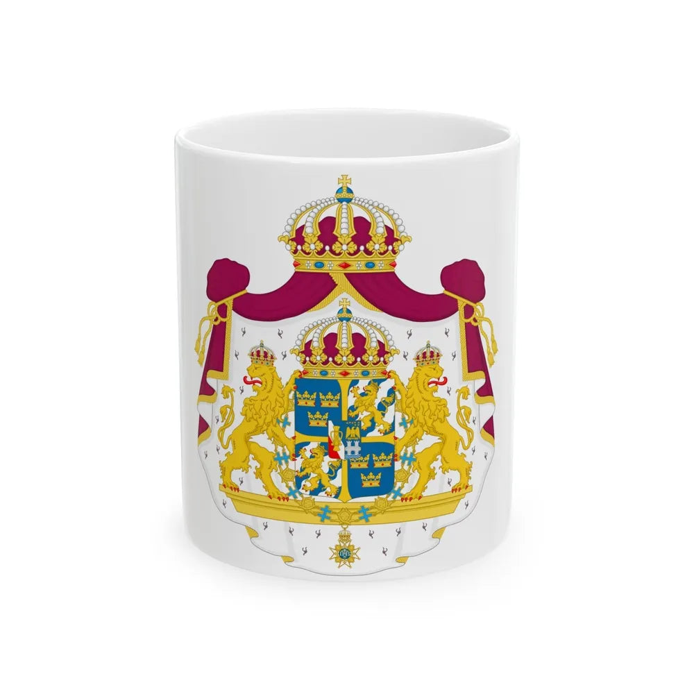 Great coat of arms of Sweden - White Coffee Mug-11oz-Go Mug Yourself