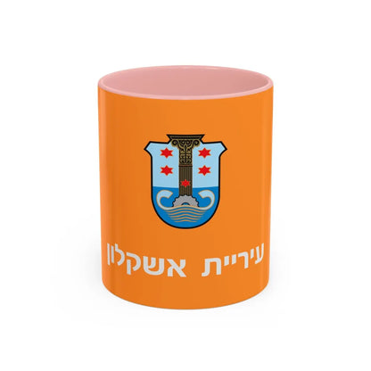 Flag of Ashkelon Israel - Accent Coffee Mug-11oz-Pink-Go Mug Yourself