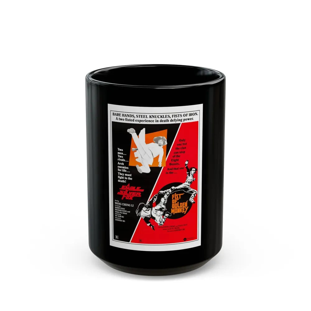 EAGLE VS SILVERFOX + FIST OF GOLDEN MONKEY 1980 Movie Poster - Black Coffee Mug-15oz-Go Mug Yourself