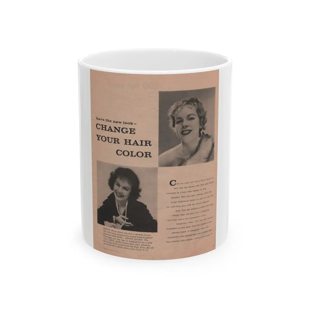 Terry Moore #632 - Magazine Page with, 2 B&W Photos & Article (Vintage Female Icon) White Coffee Mug-11oz-Go Mug Yourself